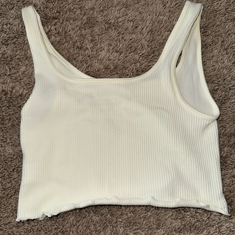 White Ribbed Tank Top